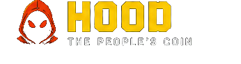 HOOD logo — hood icon with the HOOD wordmark in yellow and the words The People's Coin